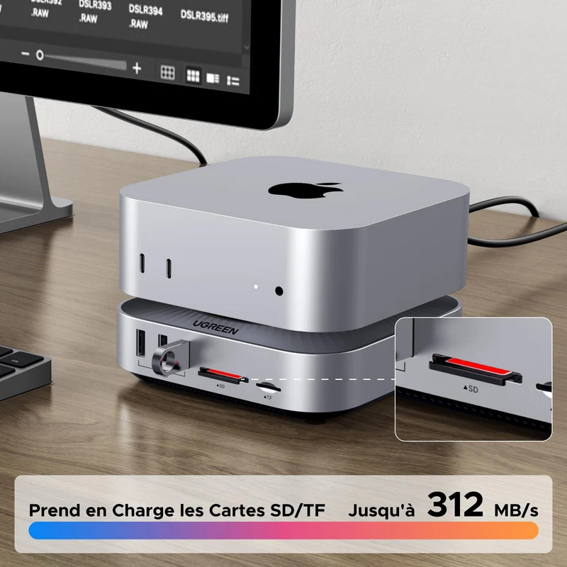 UGREEN Station d’Accueil pour Mac mini M4 10-en-1 (M.2 NVMe SSD, 40 Gbps, HDMI 8K@30Hz / 4K@144Hz)