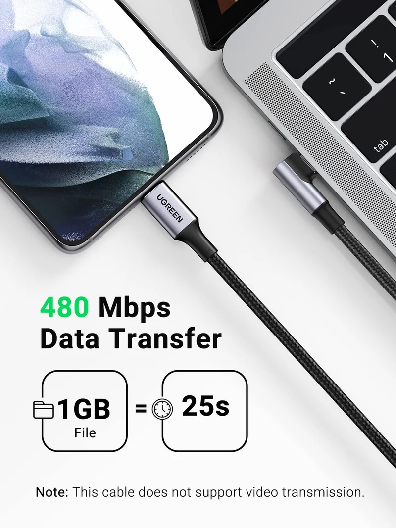 UGREEN Cable USB C vers USB C 100W Type C Alimentation 5A en Nylon Tress