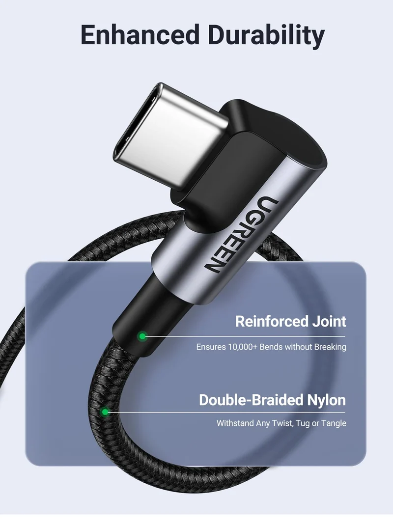 UGREEN Cable USB C vers USB C 100W Type C Alimentation 5A en Nylon Tress