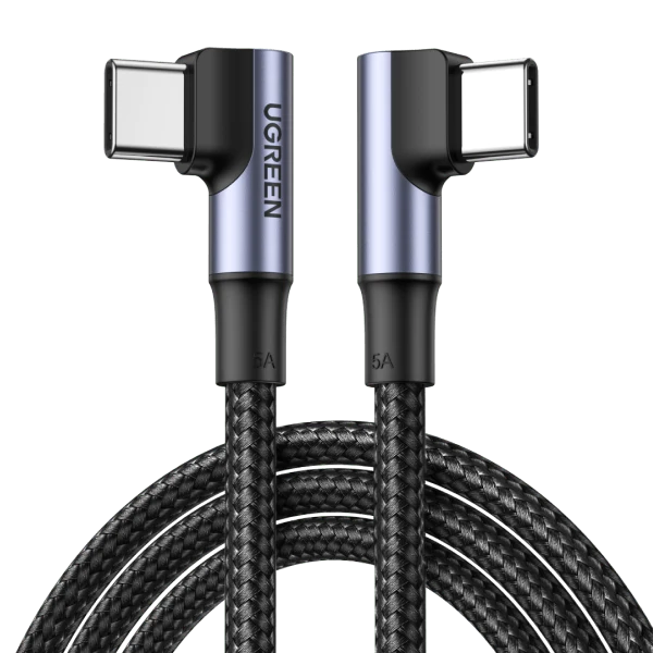 UGREEN Cable USB C vers USB C 100W 5A Cable USB Type C 90° Charge Rapide Nylon Tress