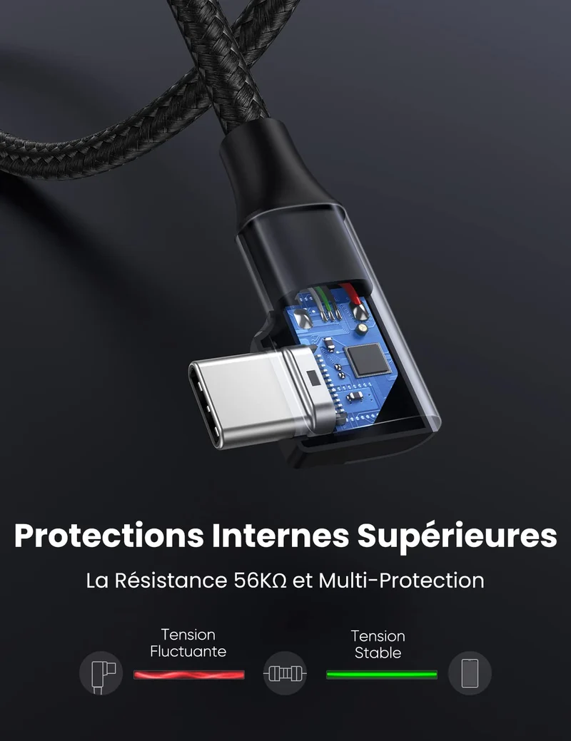 UGREEN Cable USB C vers USB 3.0 Coud Charge Rapide 3A en Nylon Tress