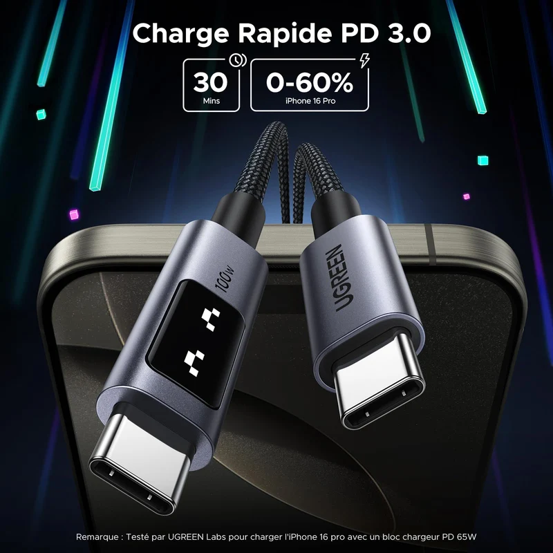 UGREEN Uno Câble USB C vers USB C 100W