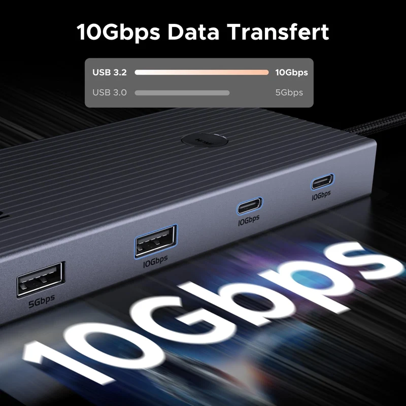 UGREEN Revodok Pro 9-en-1 Hub USB-C (HDMI 4K@60Hz, 10Gbps, PD100W)