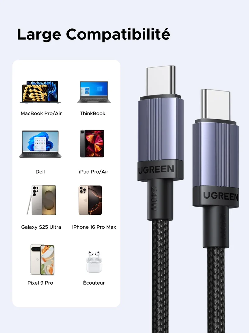 UGREEN Câble USB C vers USB C PD 240W