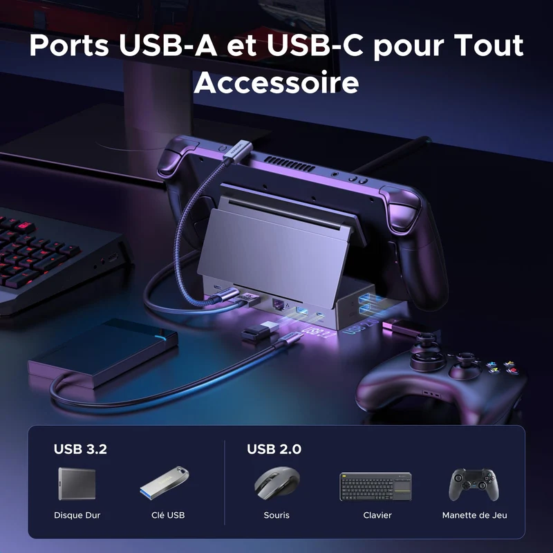 UGREEN Station d'accueil Steam Deck 9-en-1 DP 4K@120Hz