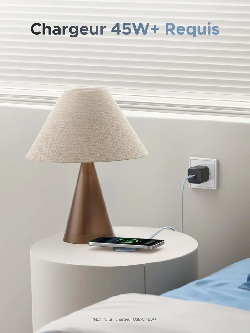 UGREEN MagFlow Qi2 25W Chargeur Induction iPhone Pad Certifié Compatible avec MagSafe iPhone 17 16 15 14 13 12 Air Plus Pro Max AirPods 4 3 Pro 3 2 1 avec Rallonge 1.5M Chargeur sans Fil Magnétique