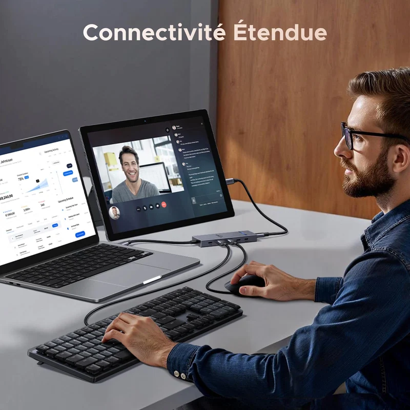UGREEN Revodok Pro Hub USB-C 6-en-1 (4K@60Hz, 10 Gbps, PD 100 W)