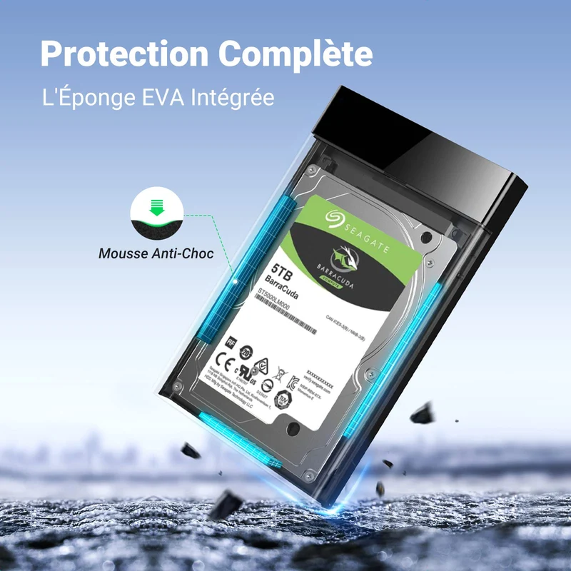 UGREEN USB 3.0 Boîtier Externe pour Disque Dur 2,5 Pouces SATA III II I HDD SSD