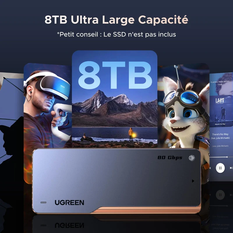 UGREEN Boîtier M.2 NVMe SSD USB4 80Gbps Compatible Thunderbolt 5/4