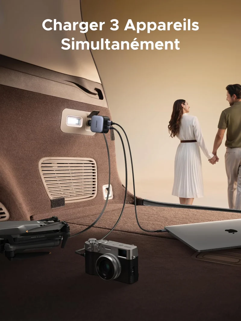 UGREEN Nexode Chargeur voiture 90W avec câble USB-C rétractable