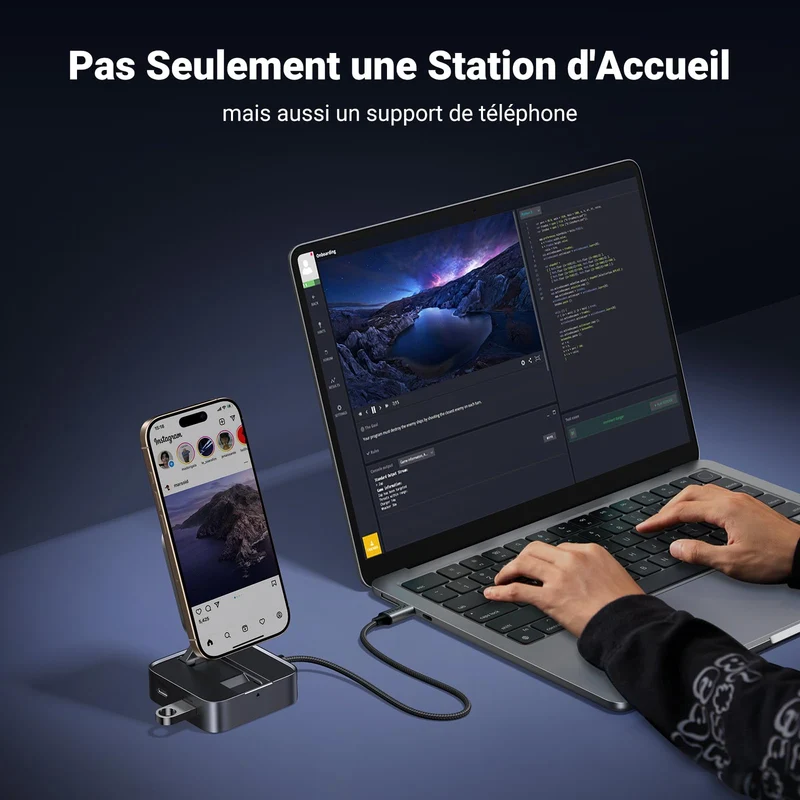 UGREEN Hub USB-C Magnétique Pliable 5Gbps PD 100W