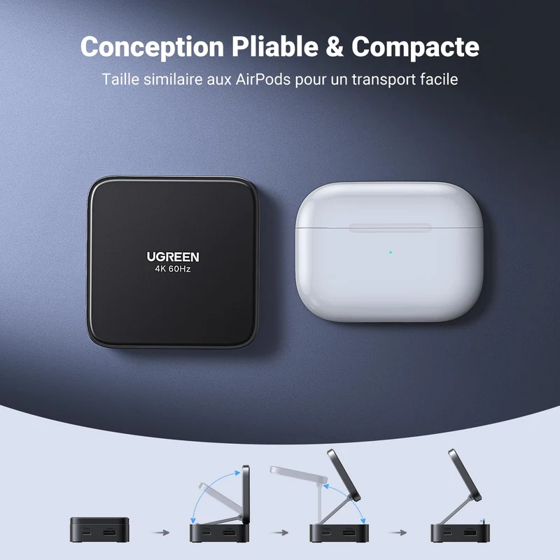 UGREEN Hub USB-C Magnétique Pliable 5Gbps PD 100W