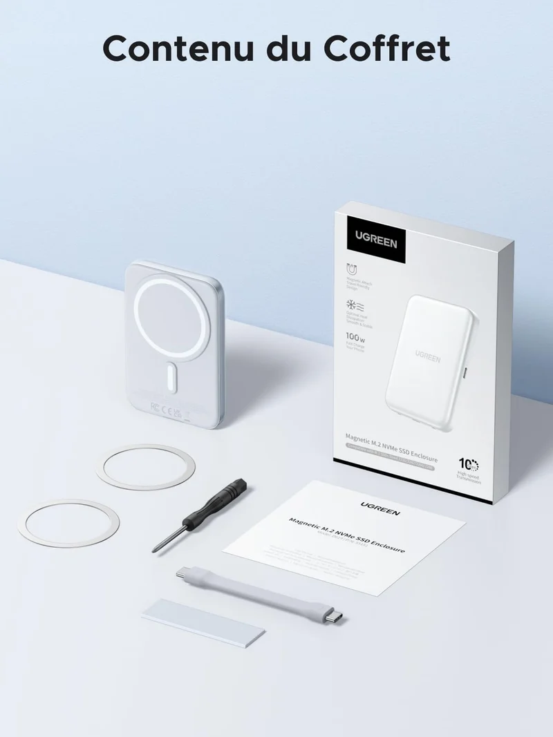 UGREEN Boîtier M.2 NVMe Magnétique avec MagSafe