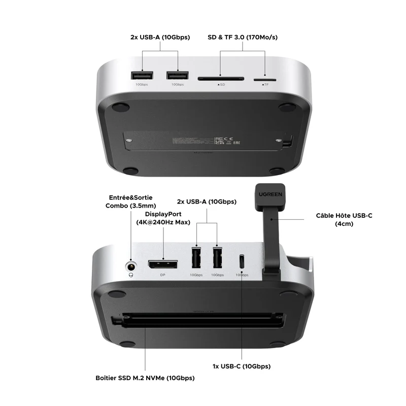 UGREEN Station d’accueil pour Mac avec boîtier SSD NVMe 4K@240Hz
