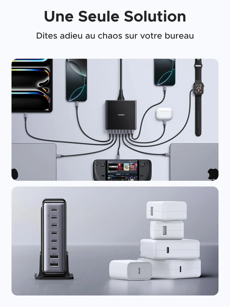 UGREEN Nexode 200W Chargeur rapide de bureau GaN 8 ports