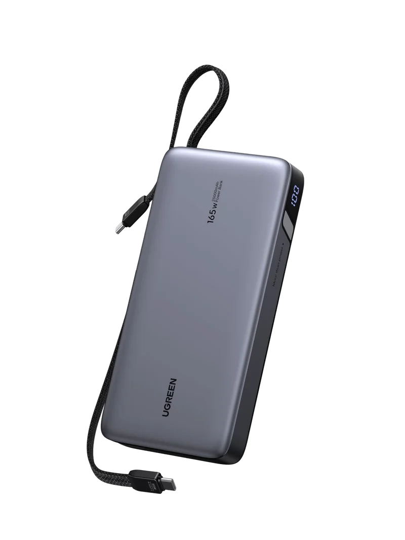 UGREEN Nexode 165W Batterie Externe 25000mAh 2 Câble USB C Intégré 140W Power Bank Portable Charge Rapide 2 Port PD 3.1 Écran LED Compatible avec iPhone 17 16 15 14 13 12 Galaxy S25 S24 S23 MacBook