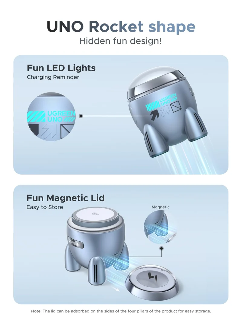 UGREEN UNO Dual Magnétique 2-en-1 30 W Chargeur Sans Fil (Compatible MagSafe)