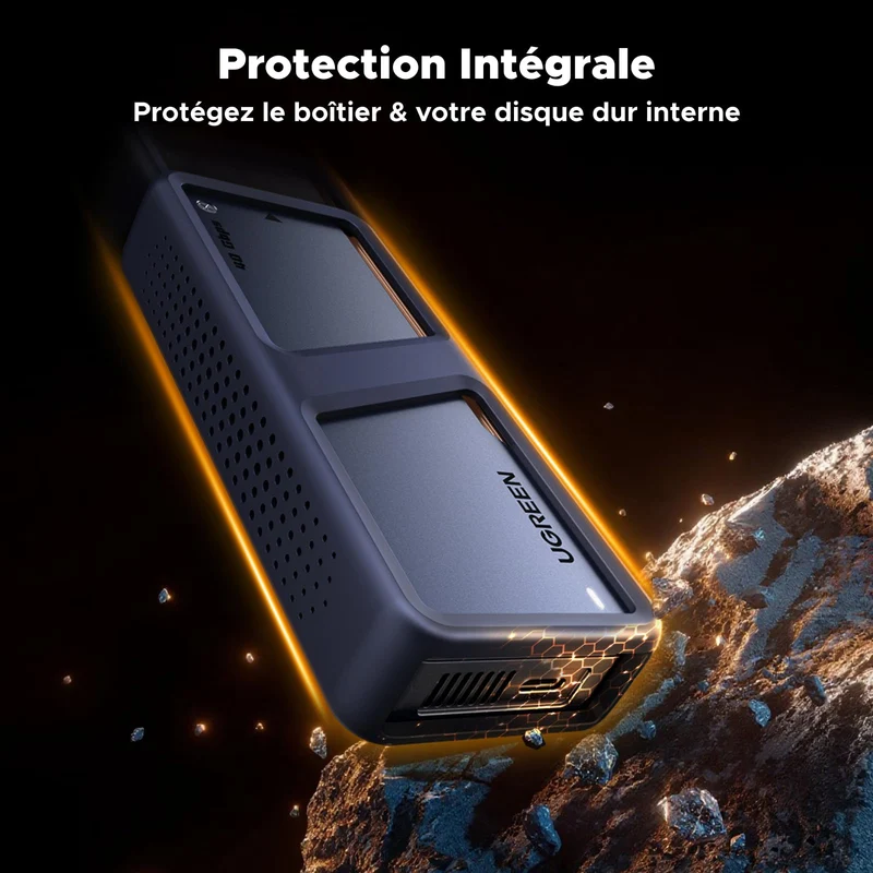UGREEN Boîtier SSD M2 40Gbps avec Puce JHL7440 Boîtier NVMe Compatible avec USB 4 et Thunderbolt 4/3 Adaptateur Disque Dur Externe pour M.2 2280 Compatible avec iPhone 17 Pro Max Air MacBook PC PS5