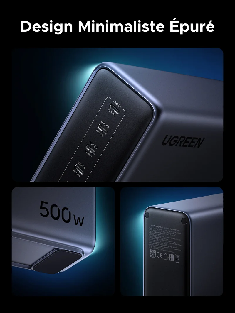 UGREEN Nexode 500W Chargeur rapide de bureau GaN 6 ports