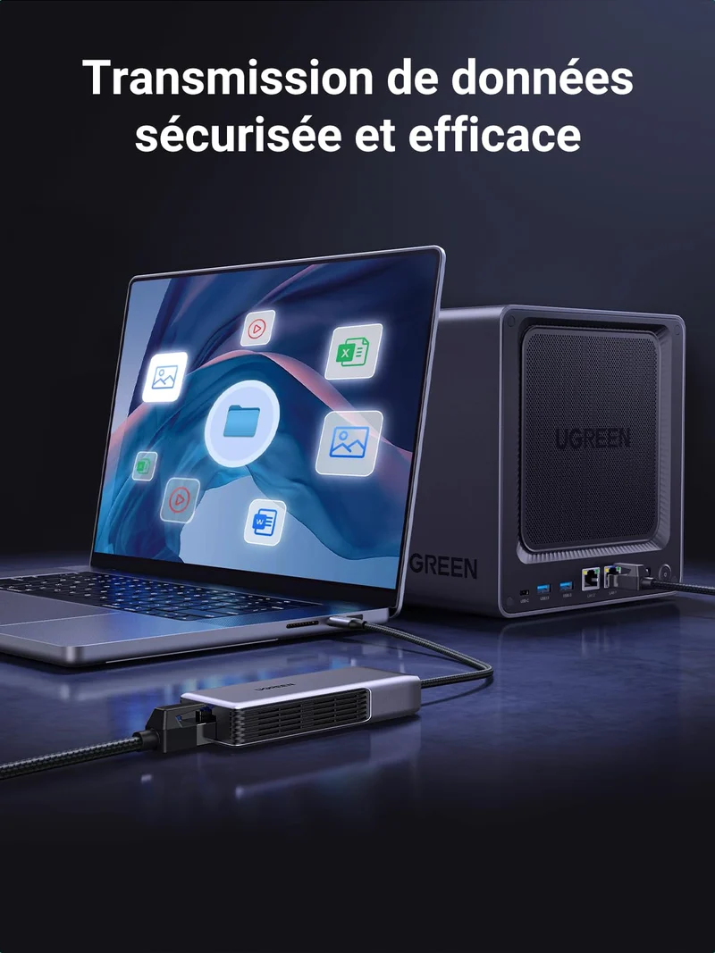 UGREEN 5Gbps Adaptateur USB C Ethernet RJ45 5 Gigabit Thunderbolt C 3.2 Gen 2 vers RJ45 WOL MDI MDIX en Aluminium Compatible avec Windows 11 Linux Kernel 5.17 MacOS