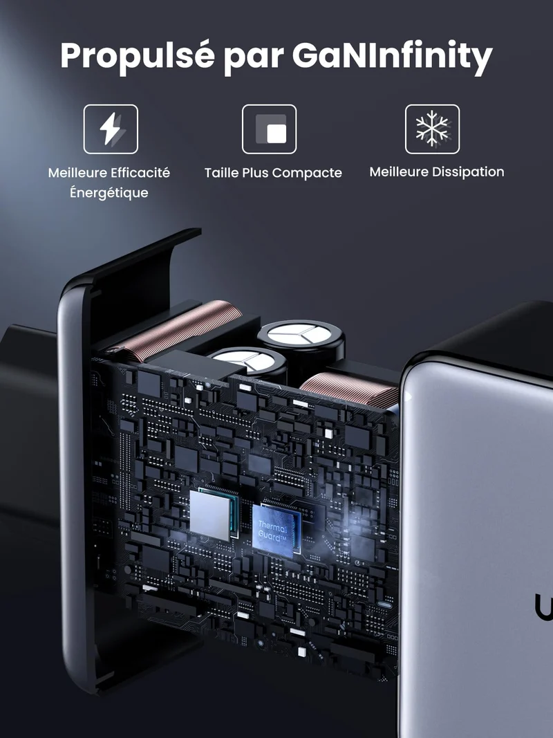 UGREEN Nexode X 160W USB C Chargeur Rapide 4 Ports GaNInfinity Prise USB C Compatible avec iPhone 16 Plus Pro Max 15 14 13 12 11 Galaxy PPS 45W S24 Ultra S23 S22 Pixel iPad MacBook Air Pro M3 M2 M1
