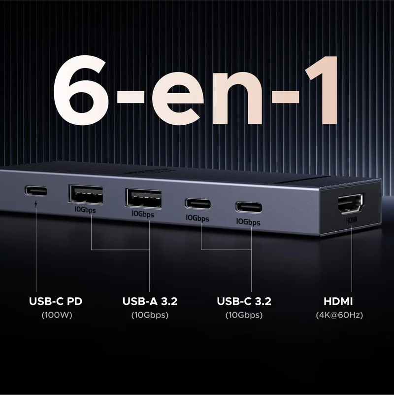 UGREEN Revodok Pro 106 Station d'accueil 6-en-1 (4K60Hz, PD100W)
