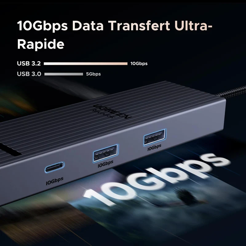 UGREEN Revodok Pro 1061 Hub USB-C 6-en-1 (10Gbps, 4K@60Hz, PD100W)