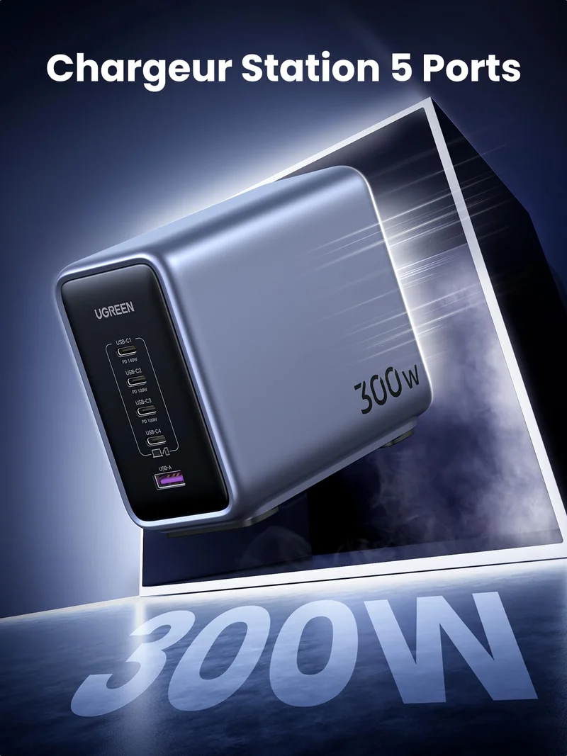 UGREEN 300W Nexode USB C Chargeur Station PD 3.1 140W Charge Rapide Prise Secteur Bureau GaN Tech