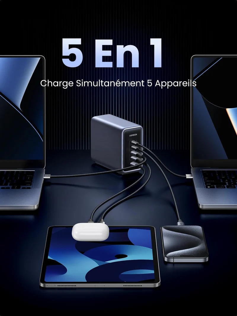 UGREEN 300W Nexode USB C Chargeur Station PD 3.1 140W Charge Rapide Prise Secteur Bureau GaN Tech