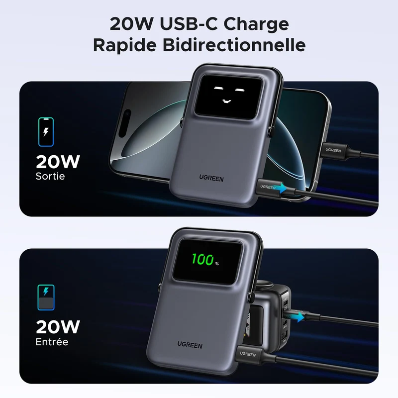 UGREEN Uno Batterie Externe Magnétique sans Fil 5000mAh 7.5W