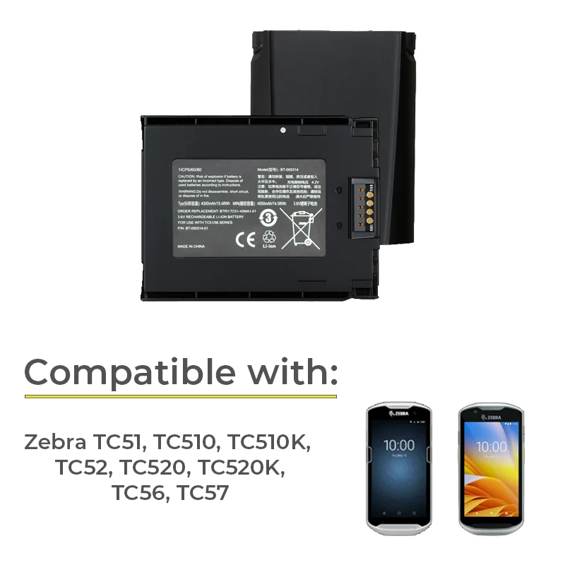 Batterie de remplacement pour scanner de codes-barres Zebra TC5X pour flottes | Agoz