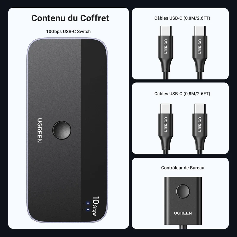 UGREEN Switch USB C 3.2 10Gbps 4 Ports USB Switch