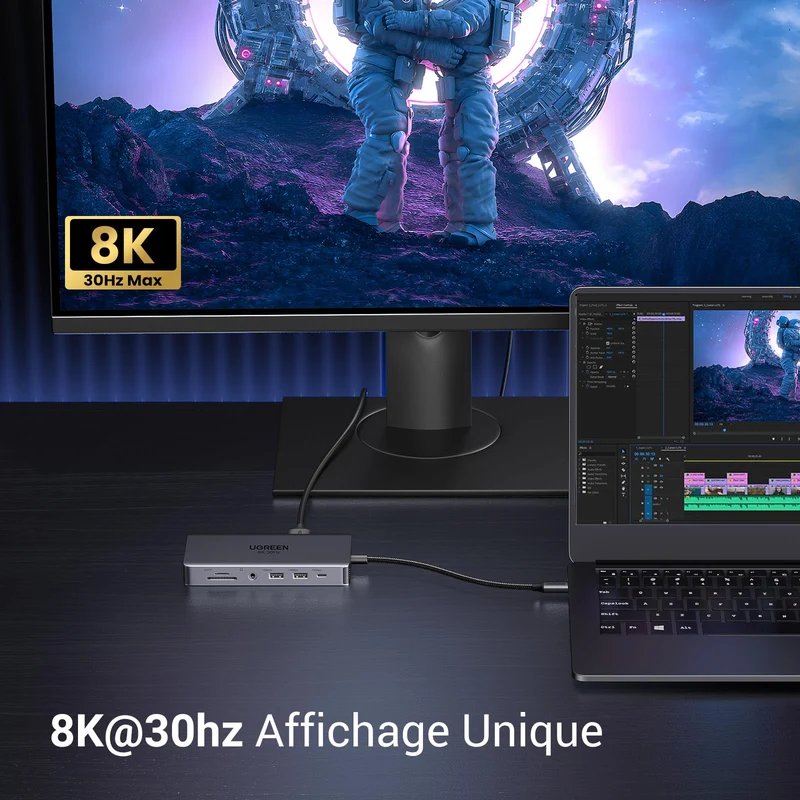 UGREEN Revodok Pro 211 Docking Station USB C 11 en 1 Double HDMI 8K30Hz USB 3.2 10Gbps avec Ethernet RJ45 Hub Adaptateur USB C