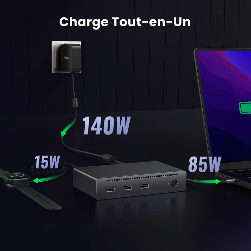 UGREEN Revodok Max 208 Dock Station Accueil 8 en 1 Triple Thunderbolt 4 15W (40Gbps 8K30Hz )
