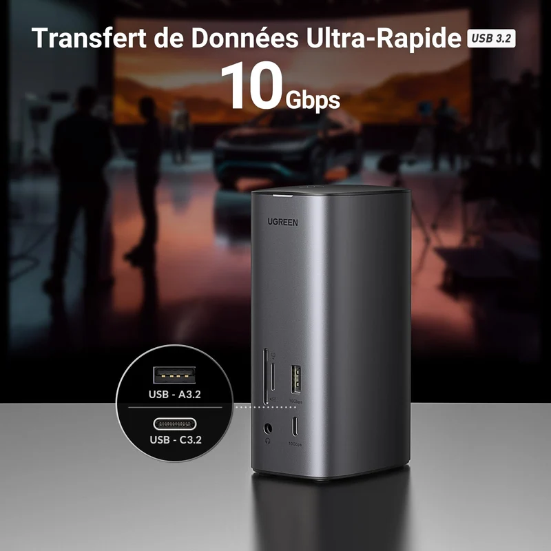 UGREEN Revodok Pro 12 en 1 Docking Station USB C 8K30Hz 4K60Hz Double HDMI 10Gbps 100W Charge