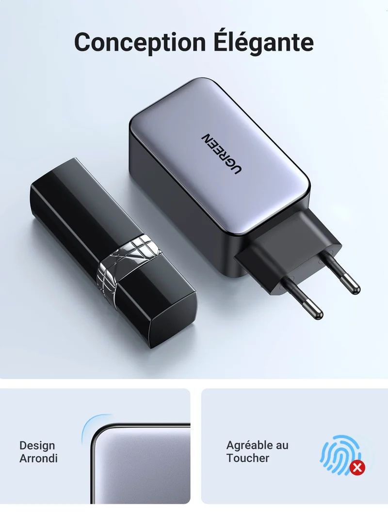 UGREEN Nexode Chargeur de Voyage 65 W 3 ports