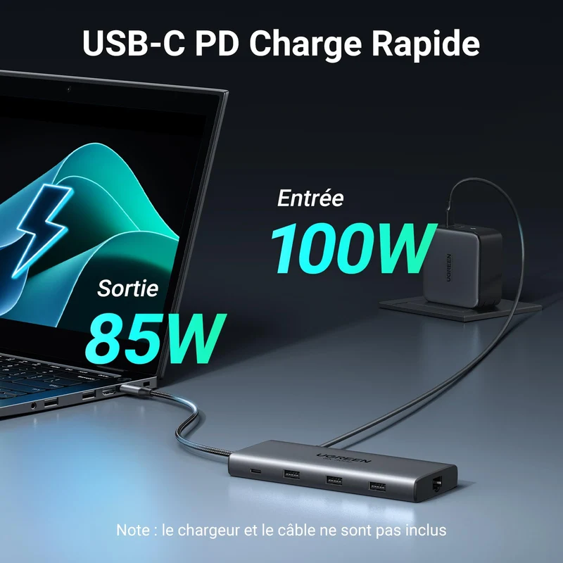 UGREEN Revodok Pro 210 Hub USB-C 10-en-1 (double HDMI 4K 60 Hz, 100 W PD)