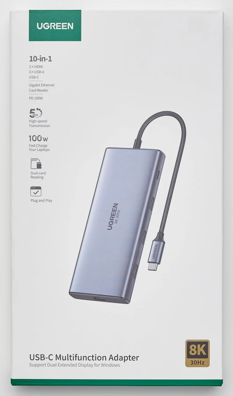 UGREEN Revodok Pro 210 Hub USB-C 10-en-1 (double HDMI 4K 60 Hz, 100 W PD)