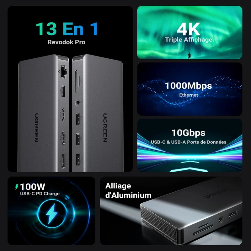 UGREEN Revodok Pro 313 13-en-1 Station d'accueil 4K60Hz