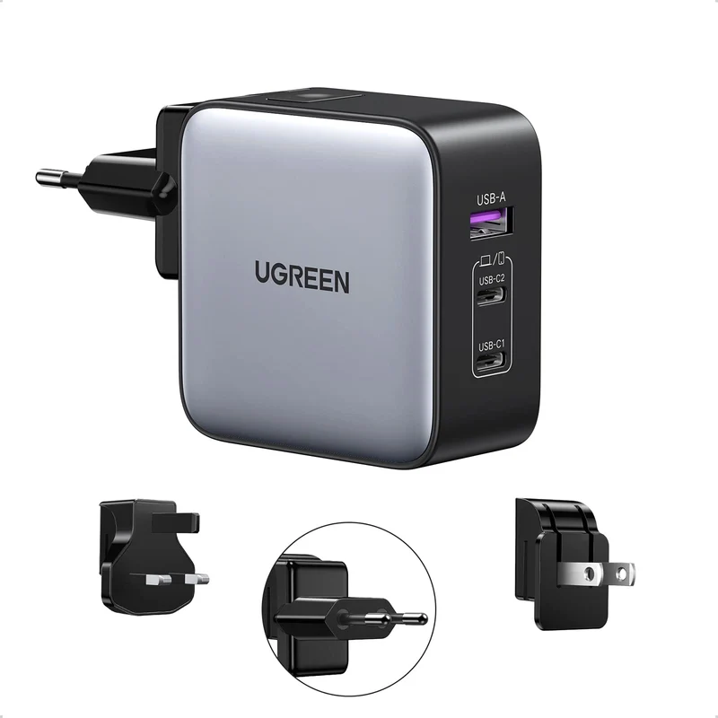 UGREEN Nexode 65W GaN Chargeur USB C 3 Ports (prises US/UK/EU)