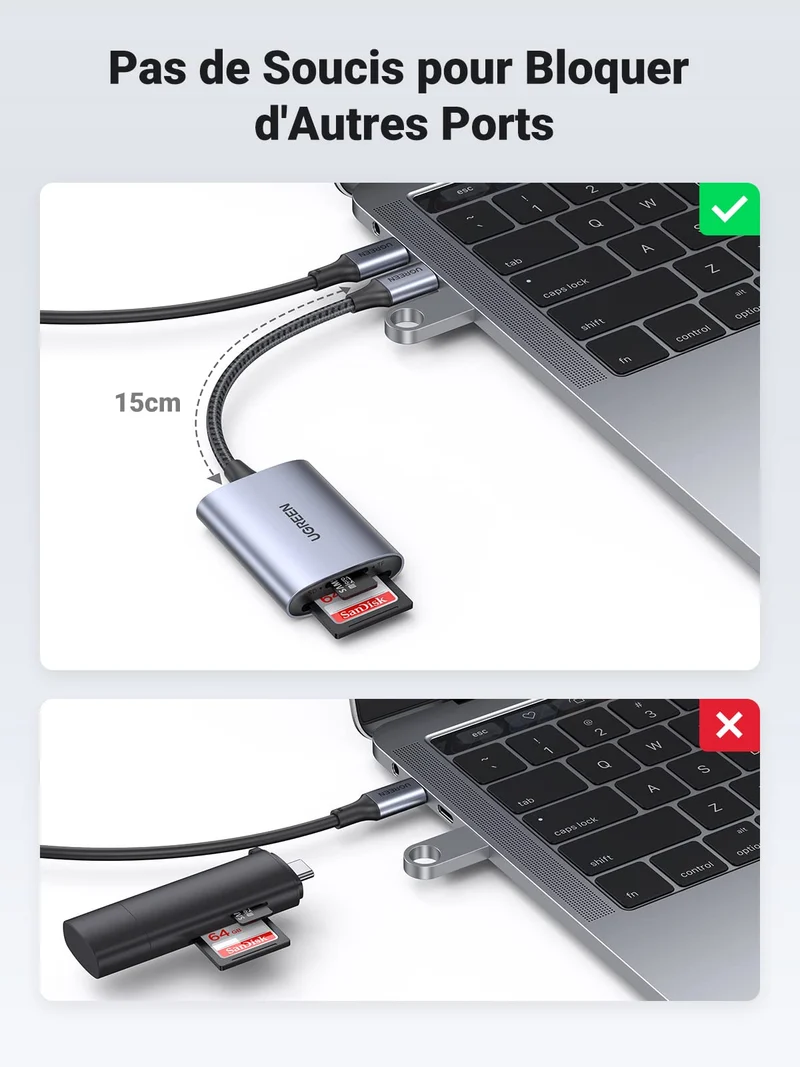 UGREEN Lecteur de Carte SD USB C Adaptateur USB C 3.1 SD TF 5Gbps