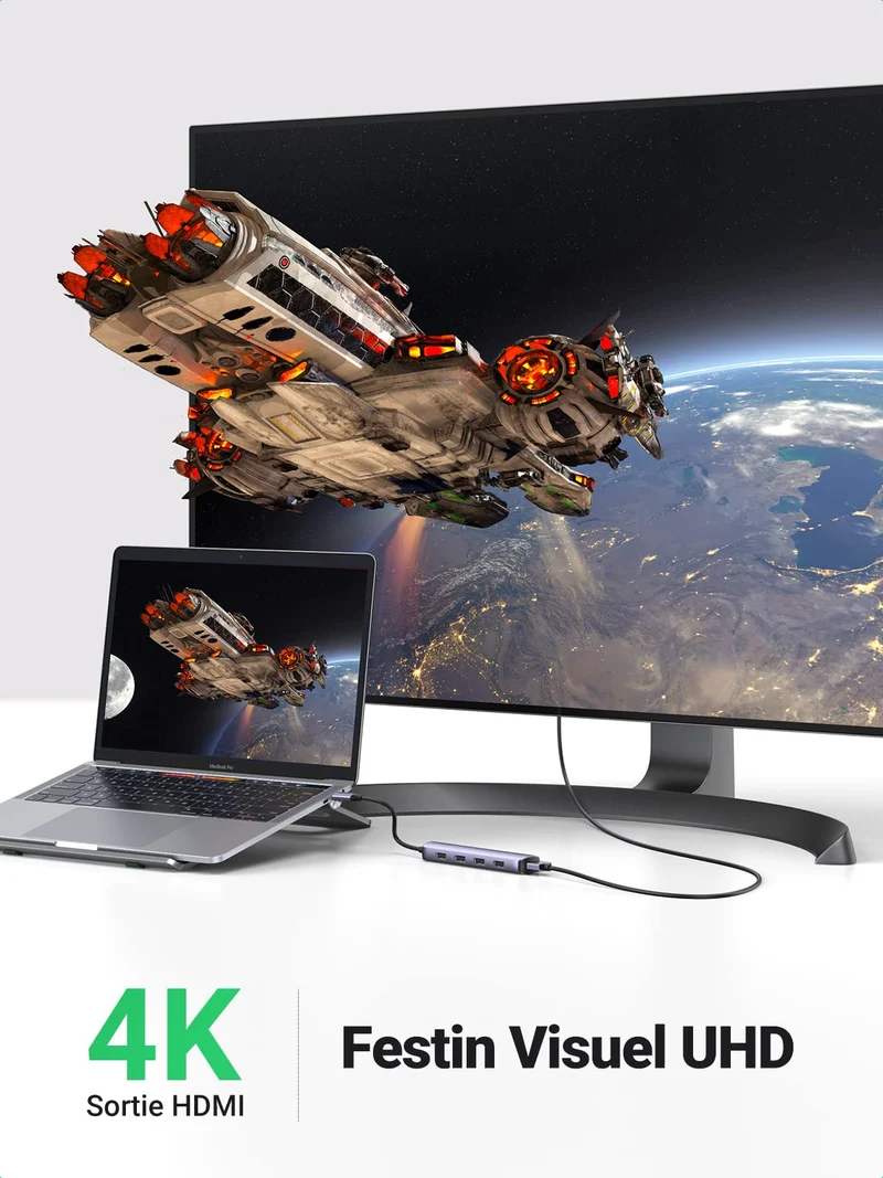 UGREEN Hub USB-C 5-en-1 (HDMI 4K@30Hz, 4 USB 3.0)