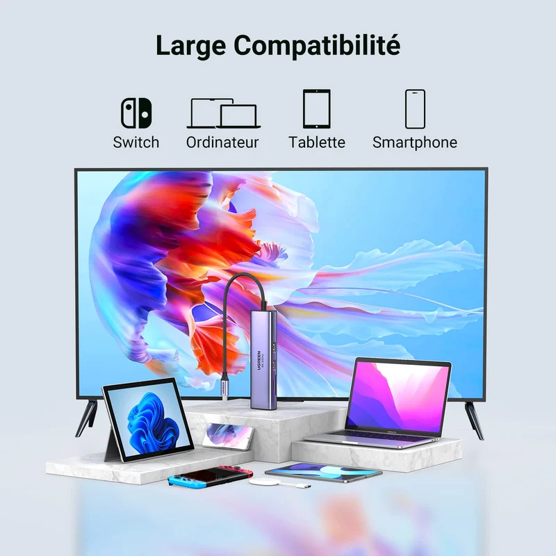 UGREEN Revodok Hub USB C 7 en 1 Ethernet Adaptateur (HDMI 4K 60 Hz)