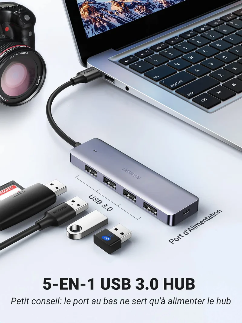 UGREEN Data Hub USB 3.0 vers 4 Ports USB 5Gbps Transfert Rapide