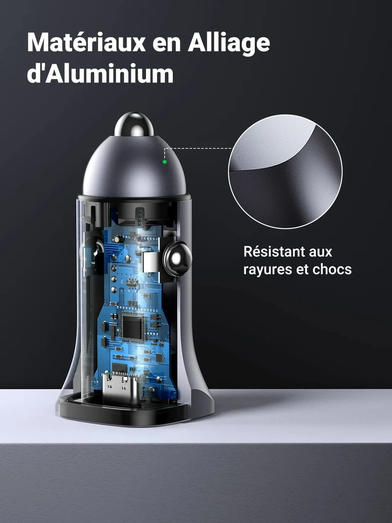 UGREEN Chargeur Allume Cigare USB C PD QC 3.0 Rapide Chargeur Voiture USB C