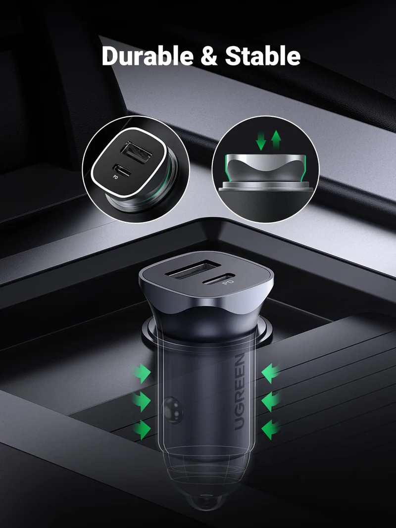 UGREEN Chargeur Allume Cigare USB C PD QC 3.0 Rapide Chargeur Voiture USB C