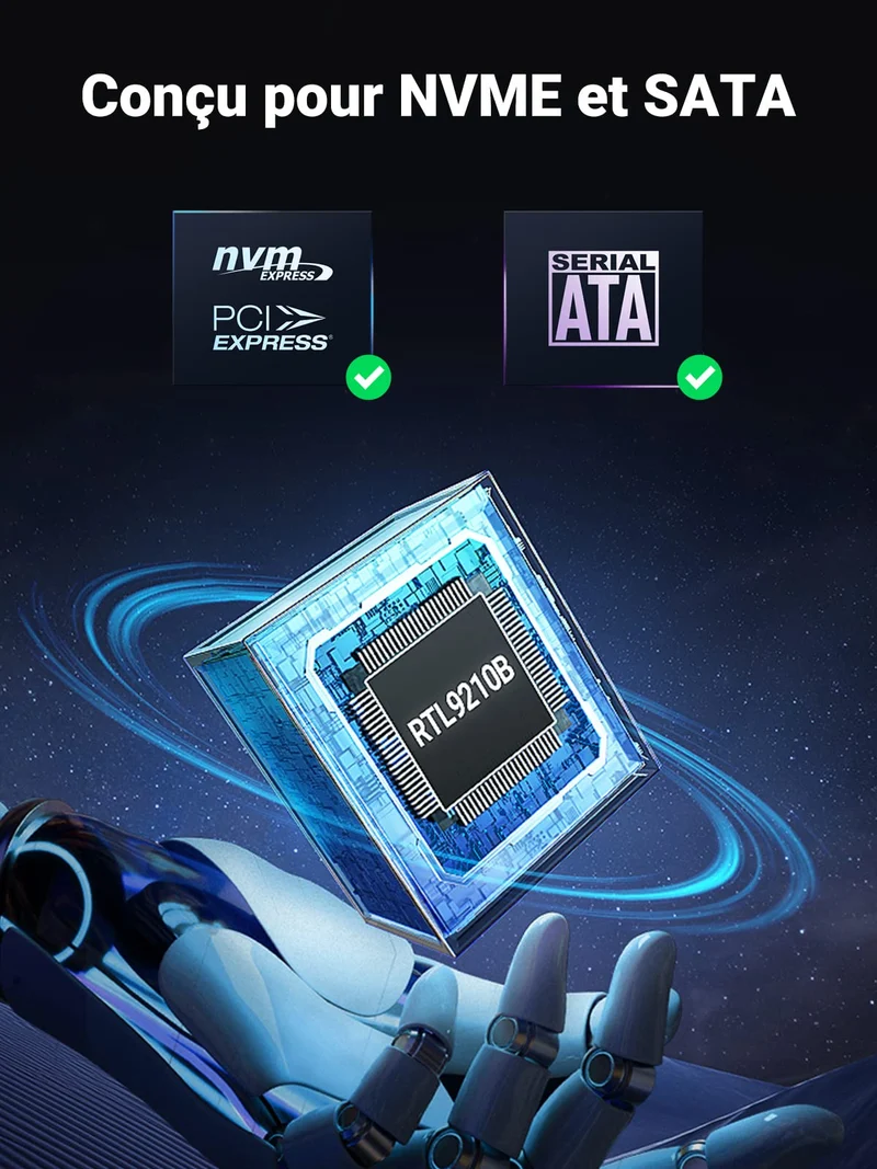 UGREEN Boîtier SSD M.2 NVME SATA USB 3.2 Gen 2 10Gbps 2To Adaptateur M.2 NVME