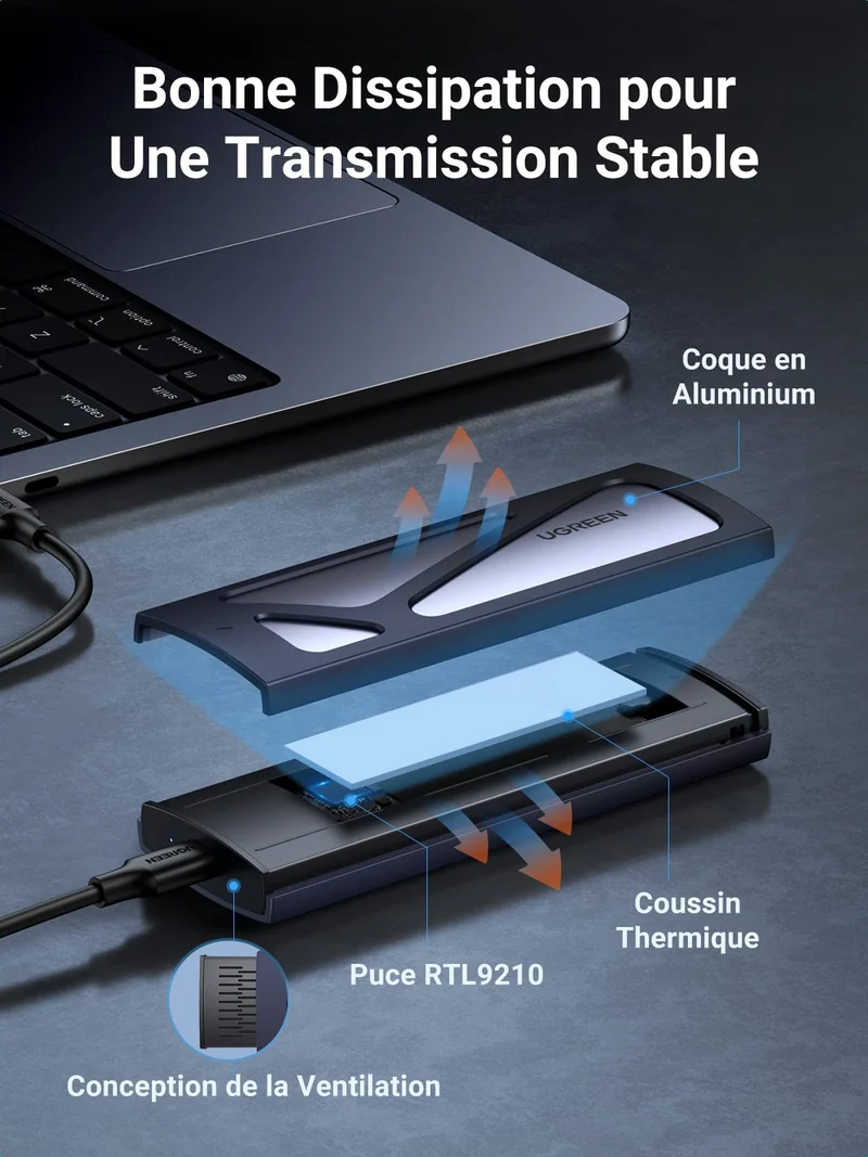 UGREEN Boîtier M.2 SSD NVMe USB 3.2 Gen 2 10 Gbps Adaptateur
