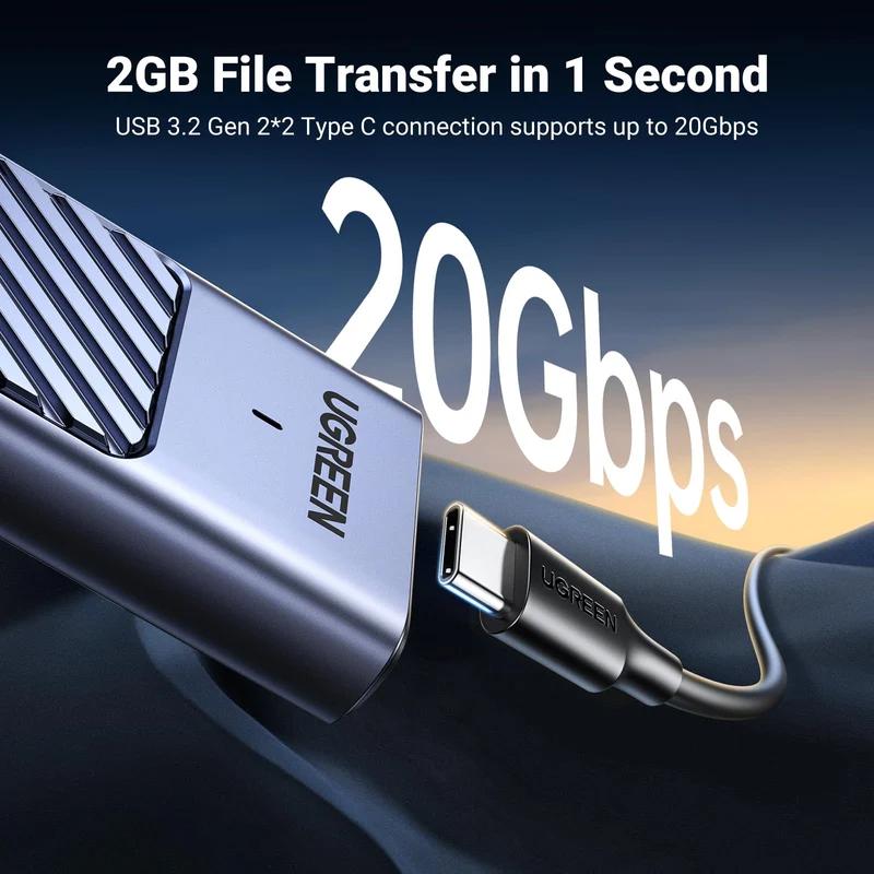 UGREEN M.2 NVMe and SATA SSD Enclosure 20Gbps USB 3.2