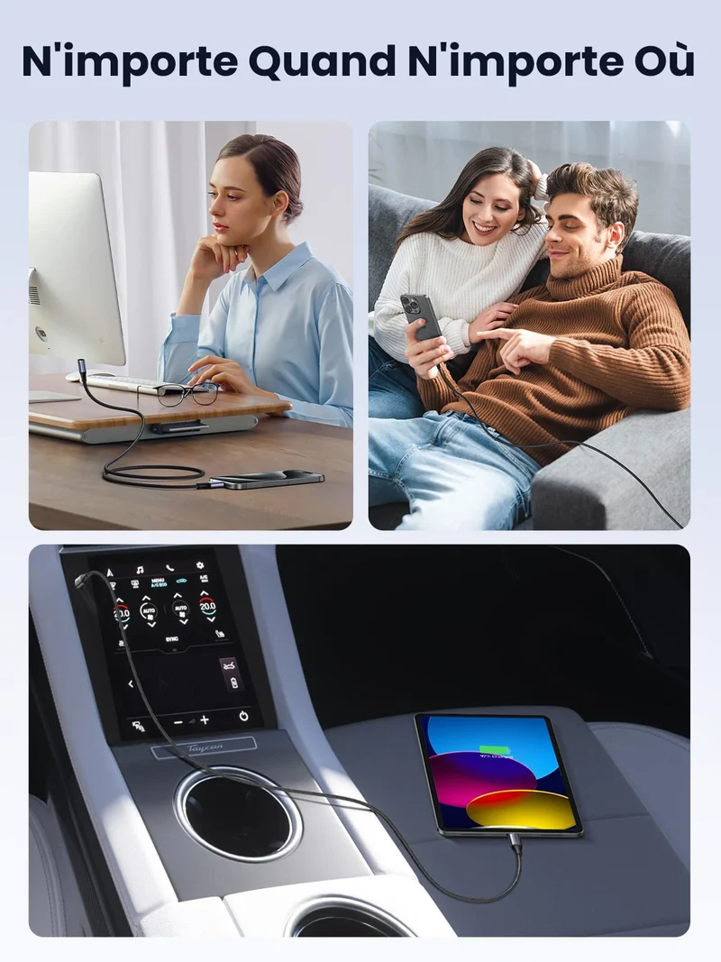 UGREEN Câble 240W USB C vers USB C PD 3.1 USB C Charge Ultra Rapide Nylon Tressé (2M)